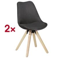 Wohnling Set van 2 eetkamerstoelen Lima stoffen bekleding antraciet