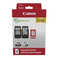 Canon Photo Value Pack: inktpatronen PG-510 & CL-511 + foto glanzend papier 10x15 cm