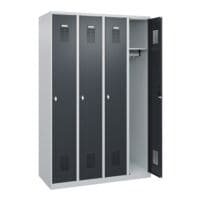 CP garderobekast Basis PLUS, 4x1, staal, vloerstaand, 120 x 185 cm