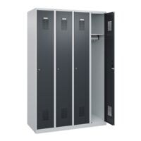 CP garderobekast Basis PLUS, 4x1, staal, vloerstaand, 120 x 185 cm