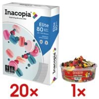 20x Multifunctioneel printpapier A4 Inacopia Elite - 10000 bladen (totaal), 80g/m incl. Fruitgom Color-Rado party box 750 g