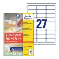 Avery Zweckform Universele etiketten verwijderbaar wit 63,5x29,6 mm 1755 stuks L4737REV-65
