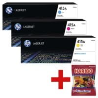 HP Set van 3 toners HP 415A cyaan / magenta / geel incl. fruitgom Wine Gums