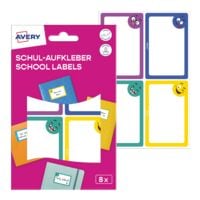 Avery Zweckform Pak met 8 schoolstickers met gekleurde rand 48x70 mm