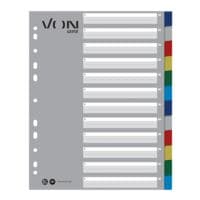 VON by Leitz tabbladen, A4 extra breed, blanco 12-delig, grijs / meerkleurige tabs