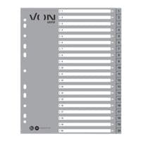 VON by Leitz tabbladen extra breed, 1-20 20-delig, grijs / nkleurige tabs
