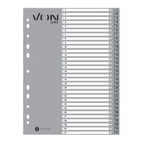 VON by Leitz tabbladen, A4, 1-31 31-delig, grijs / nkleurige tabs