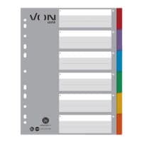 VON by Leitz tabbladen extra breed, 1-6 6-delig, grijs / meerkleurige tabs, karton