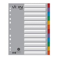 VON by Leitz tabbladen extra breed, 1-12 12-delig, grijs / meerkleurige tabs, karton