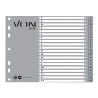 VON by Leitz tabbladen, A4 halve hoogte, 1-20 20-delig, grijs / nkleurige tabs