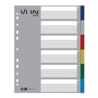 VON by Leitz tabbladen, 1-6 6-delig, grijs / meerkleurige tabs