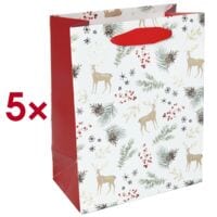 SIGEL Pak met 5 kerstcadeauzakjes Christmas motifs watercolor 18 x 23 cm