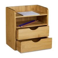 relaxdays Bureau-organizer Bambus met 2 legplanken en 2 lades
