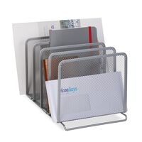relaxdays Tijdschriftenhouder Mesh 5 vakken zilver