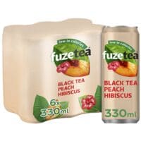 Fuze Tea Pak van 24 blikjes frisdrank Black tea peach hibiscus niet-bruisend 330 ml