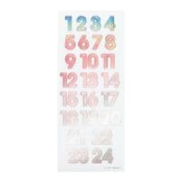 folia 24 stuks adventskalenderstickers Numbers Iridescent