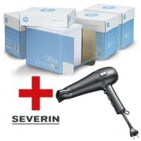 4x Maxi-box multifunctioneel papier A4 HP Office - 10000 bladen (totaal), 80g/m incl. Haardroger met snoeropberging HT 0165