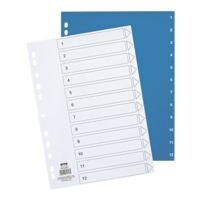 OTTO Office tabbladen, A4, 1-12 12-delig, wit / nkleurige tabs, kunststof