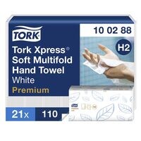 Papieren handdoekjes Tork Premium 2-laags, wit, 21 cm x 34 cm van TAD met I-vouw - 2310 bladen (totaal)
