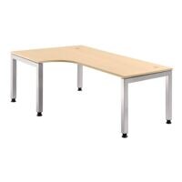 HAMMERBACHER Hoekbureau JS82 J-Line 200 cm, 5 poten aluminium kleur
