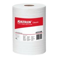 6x rol papieren handdoekjes Katrin Classic afrollen van binnenuit 1 laag, wit, 18,5 cm x 300 m, niet geperforeerd