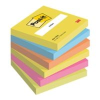 6x Post-it Notes blok herkleefbare notes  Energetic Collection 7,6 x 7,6 cm, 600 bladen (totaal), gesorteerd in kleuren 654TFEN