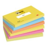 6x Post-it Notes blok herkleefbare notes  Energetic Collection 12,7 x 7,6 cm, 600 bladen (totaal), gesorteerd in kleuren 655TFEN