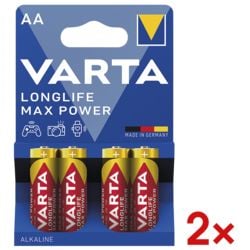 Varta Pak van 2 x 4 batterijen �LONGLIFE Max Power� Mignon / AA / LR06