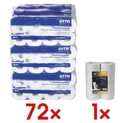 OTTO Office Toiletpapier standaard 3-laags, extra wit - 72 rollen (9 pakken  8 rollen) incl. Keukenrollen 1-laags vliesstof, 2 rollen