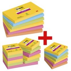 Post-it Super Sticky Set herkleefbare notes »Carnival Collection« 3 formaten, 24 stuks, 2160 bladen (totaal), gesorteerd in kleuren 6556SR