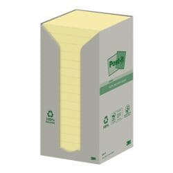 16x Post-it Super Sticky Recycling herkleefbare notes Notities voor recycling 7,6 x 7,6 cm, 1600 bladen (totaal), geel