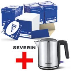 4x Maxi-box multifunctioneel printpapier A4 Clairefontaine 2800 - 10000 bladen (totaal), 80g/m incl. Waterkoker WK3489