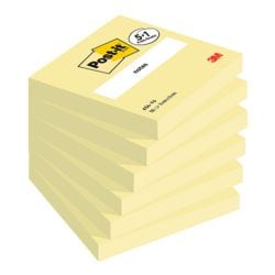 5+1 Post-it Notes blok herkleefbare notes  Notes 654 7,6 x 7,6 cm, 600 bladen (totaal), geel