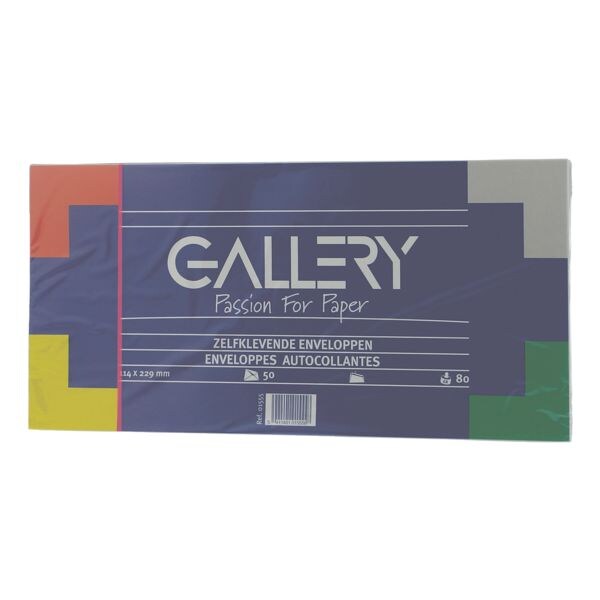 Enveloppen GALLERY enveloppen 114 x 229 mm, DL+ 80 g/m zonder venster, zelfklevend met beschermstrip - 50 stuk(s)