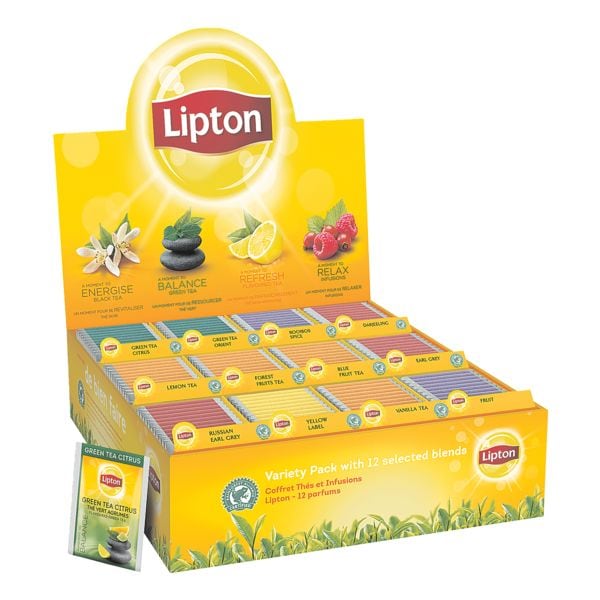 Lipton Variety Pack theebekerporties 12 smaken met elk 15 zakjes