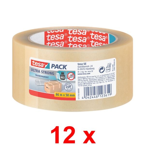 12x verpakkingstape tesa 4124, 50 mm breed, 66 m lang