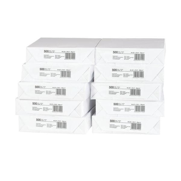 10x Kopieerpapier A4 - 5000 bladen (totaal), 80 g/m²