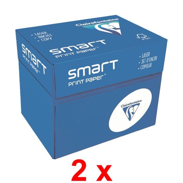 2x Maxi-box briefpapier A4 Clairefontaine Smart Print Paper - 6000 bladen (totaal)