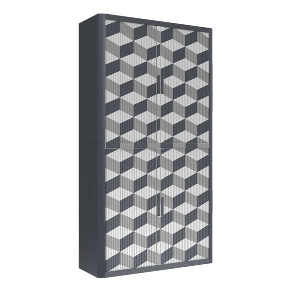 easyOffice kast met roldeuren »kubus patroon (3144C)« afsluitbaar, 110 x 204 cm easyOffice kast met roldeuren »kubus patroon (3144C)« afsluitbaar, 110 x 204 cm