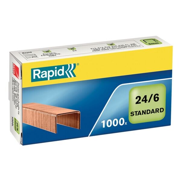 Rapid Nietjes 24/6 met koperlaagje 1000 stuks