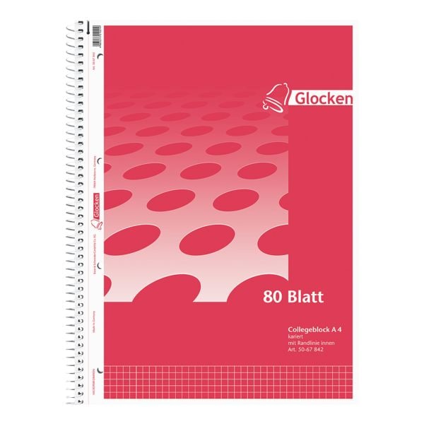 collegeblok Glocken klokken A4 geruit, 80 bladen