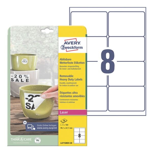 Avery Zweckform Weerbestendige folie-etiketten 99,1 x 67,7 mm L4715-REV20