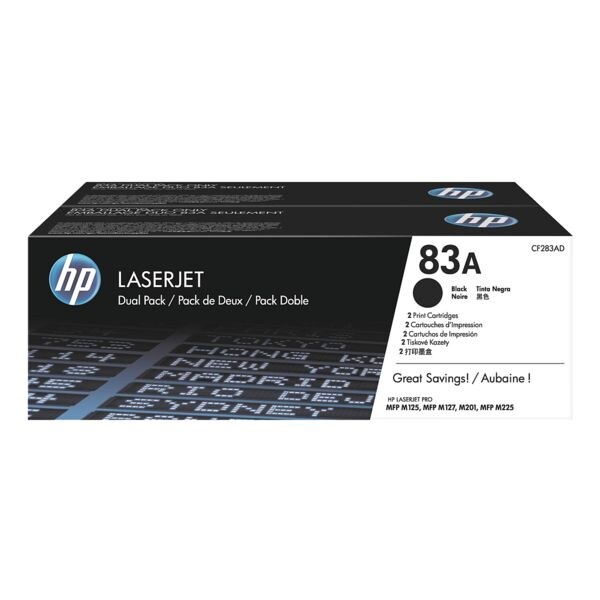 Dubbelpak toner HP 83A BK HP CF283AD zwart