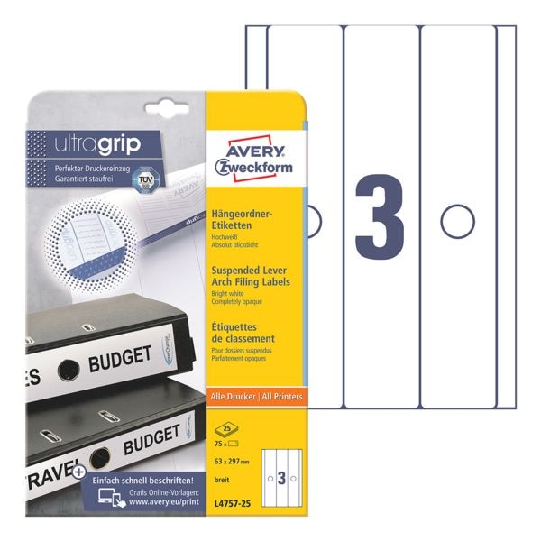 Avery Zweckform Zelfklevende ordnerrugetiketten voor hang-ordners