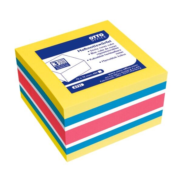 OTTO Office Kubus herkleefbare notes 4 kleuren 75x75 mm 400 blaadjes