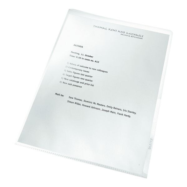 LEITZ Sichthllen re:cycle A4 generfd, bovenaan en aan de zijkant open - 100 stuk(s)