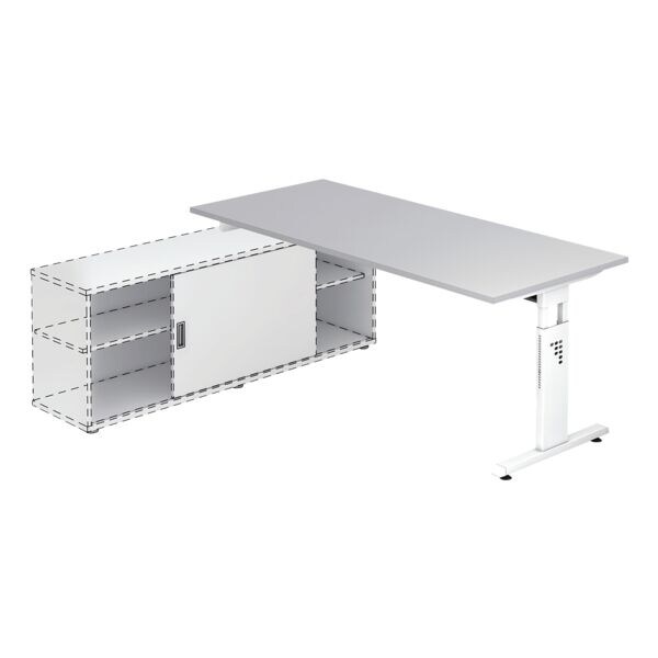 HAMMERBACHER Bureau OSE19 Alicante 180 cm, L-onderstel wit