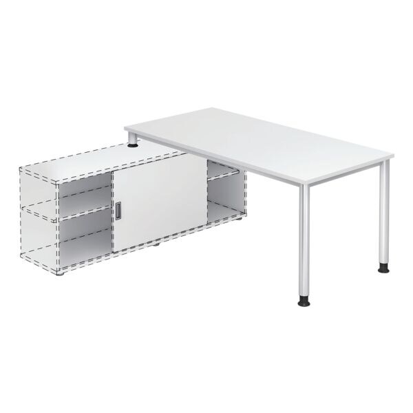 HAMMERBACHER Bureau HSE16 Alicante 160 cm, 4 poten zilverkleur