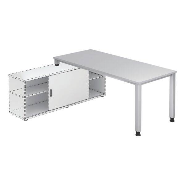 HAMMERBACHER Bureau QSE19 Alicante 180 cm, 4 poten zilverkleur