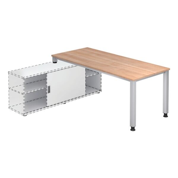 HAMMERBACHER Bureau QSE19 Alicante 180 cm, 4 poten zilverkleur